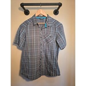 ARC'TERYX Size L Peakline plaid gray and blue short sleeve lightweight shirt‎